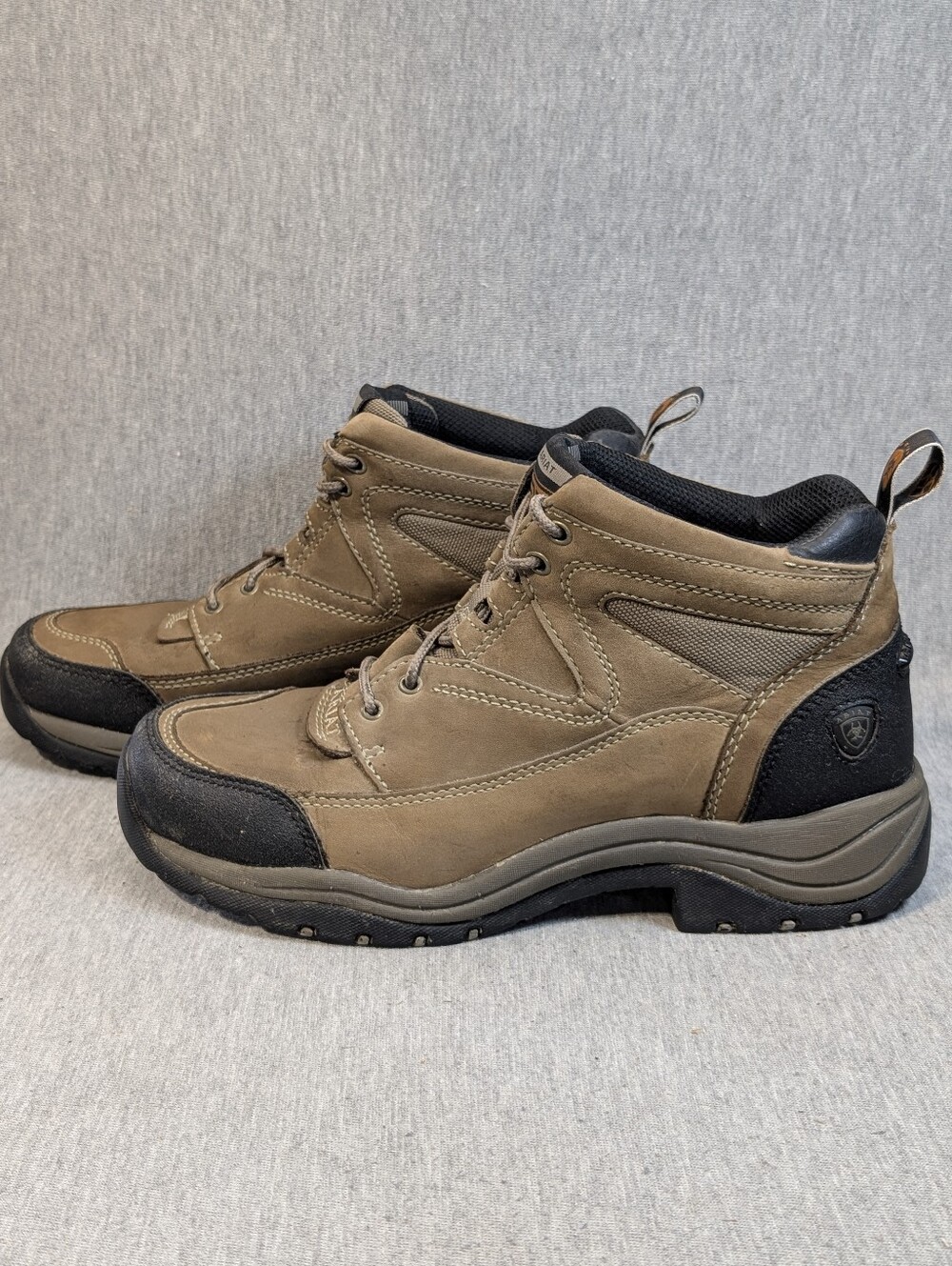 Ariat ATS Terrain Hiking Boots Women's 10B Tan Black Leather Western Outdoor